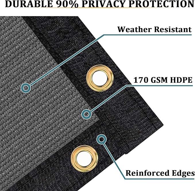 Shade&Beyond 8'x43' Dark Grey Privacy Screen Fence Cover 170 GSM Fencing Mesh Fence Panel for Wall Garden Yard Backyard Indoor Outdoor Home Decoration