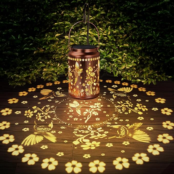Solar Lanterns Hummingbird Outdoor for Women - Elegant Hanging Lights for Garden Patio Yard Backyard Decor Christmas Birthday Gifts Mothers Day Gifts for Mom Grandma Wife Seniors