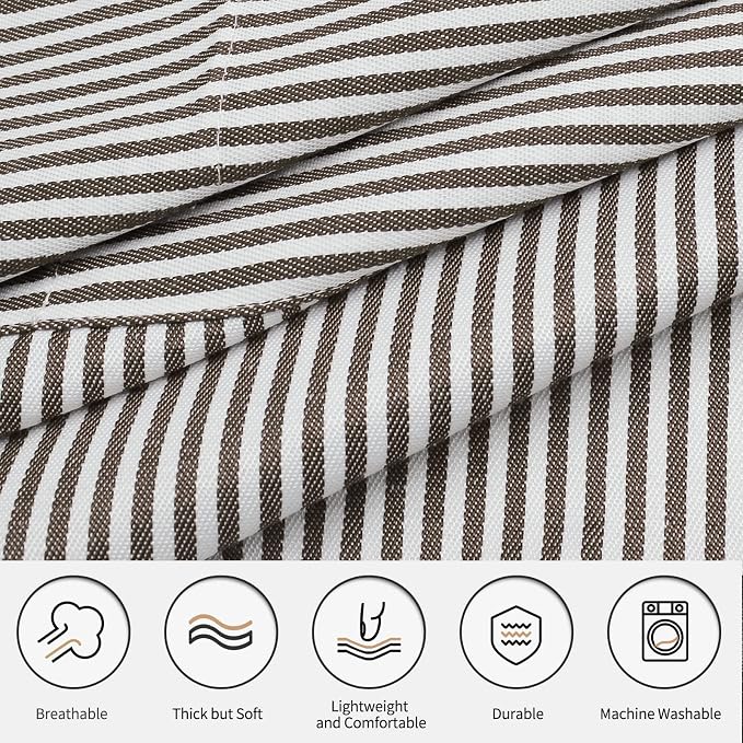 NLUS 2 Pack Cooking Aprons for Women with Pockets, Adjustable Kitchen Bib Aprons Chef Aprons for Women Men(Brown Pinstripes)