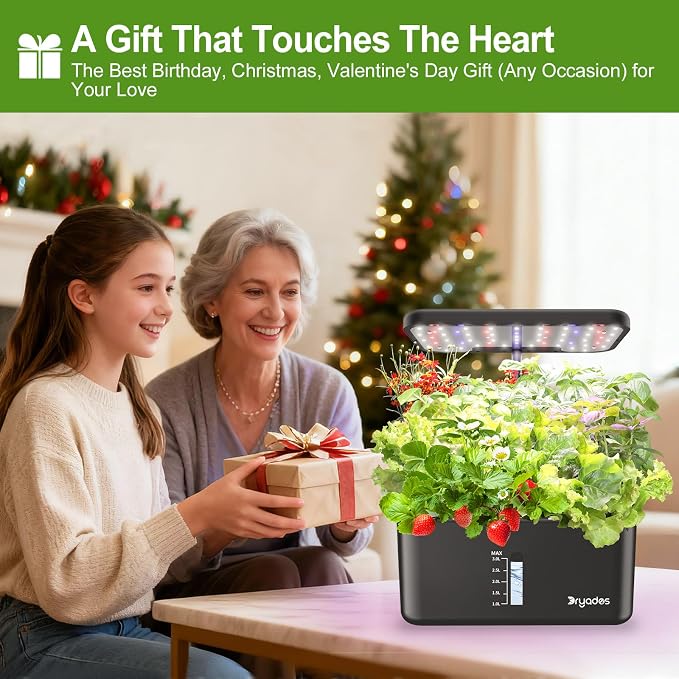 Hydroponics Growing System - 10-Pod, 24W LED & Quiet Pump for Herbs, Veggies | Indoor Herb Garden, Full-Spectrum LED Grow Lights, Plant Germination Kit, Gift for Gardening Lovers