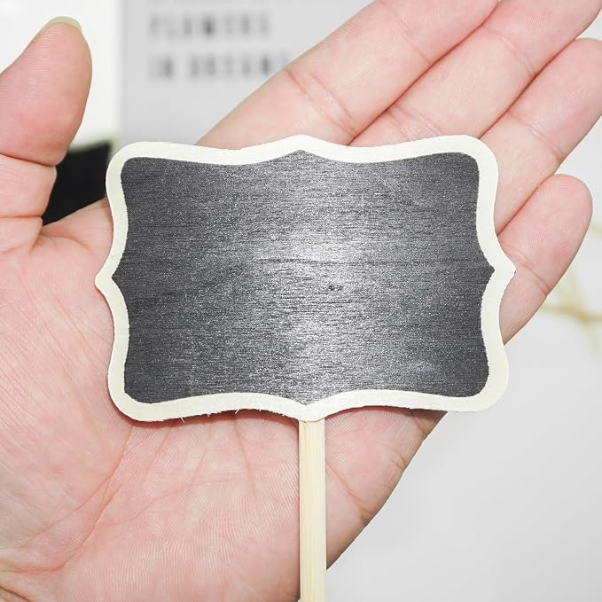 20PCS Wood Chalkboard Plant Tag, Gardening Plug-in Plant Identification Marker, Nursery Garden Plant Markers Tag，Miniature Plants Wooden Tags, Lawn Signs Plant Markers Chalkboard