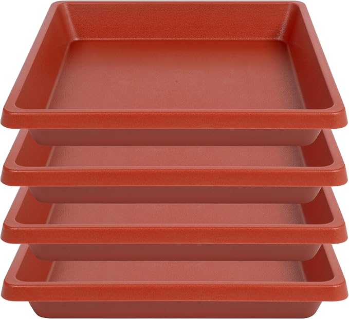 Plant Saucer 12 Inch Square 4 Pack, Plastic Plant Drip Trays, Plant Saucers for Indoors and Outdoors, Flower Pot Saucers, Saucers for Potted Plants, Planter Saucer, Plant Water Catcher Trays for Pots