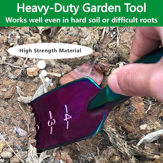 Garden Shovel - Gardening Hand Tool, Heavy Duty Garden Trowel, High Strength Alloy Steel for Soil Digging Planting Transplanting Weeding, Solid Metal Handle, Colorful