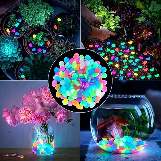 Night Guide Pebbles, 2026 New Colorful Luminous Garden Stones, Rainbow Glow in the Dark Stepping Rocks Outdoor Landscaping Decor Glowing Stones Fish Tank Aquarium Decorations 200PCS