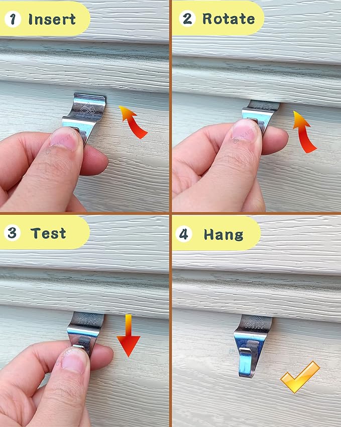 NACETURE Vinyl Siding Hooks 20 Pack Heavy Duty Siding Clips Vinyl Siding Hanger for Hanging on Patio, No Hole Need Command Outdoor Hook Hang to Decor Wreath Things | Heavy Duty
