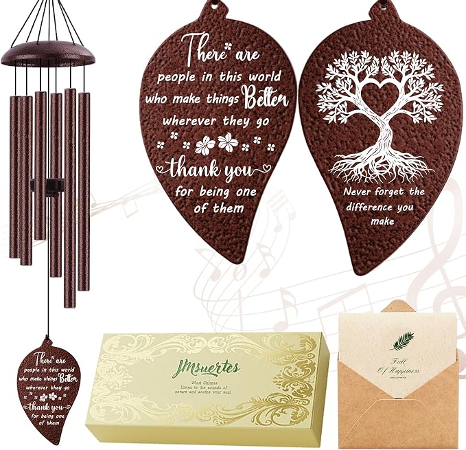 Thank You Gifts for Women Men, Thank You Wind Chimes, Appreciation Gifts for Employee Coworkers Pastor Teachers Colleague, Thanksgiving Day Hostess Gift for Family Friends, Bronze,32"