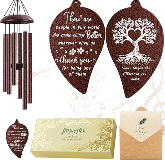 Thank You Gifts for Women Men, Thank You Wind Chimes, Appreciation Gifts for Employee Coworkers Pastor Teachers Colleague, Thanksgiving Day Hostess Gift for Family Friends, Bronze,32"