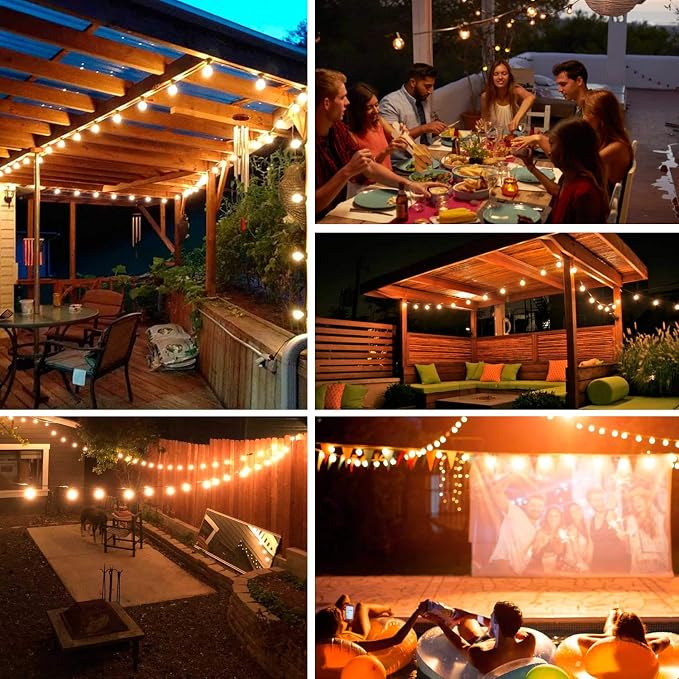 18Ft Outdoor Patio String Lights, Commercial Light String with 10+1 Plastic G40 LED Clear Globe Bulbs,Decoration for Patio Backyard Cafe Porch Garden Bistro Party Wedding