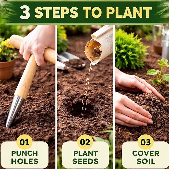 Plant Hole Digger, Handheld Dibbler, Hole Digger for Plants, Seed Planter Garden Tool, Dibber for Easy Planting (1 PC)