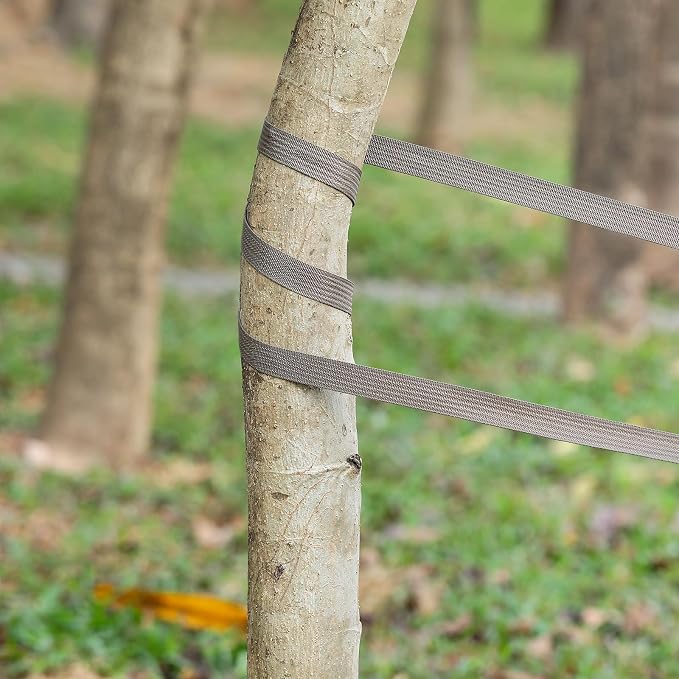 Shappy Tree Tie Strap Garden Webbing Strap Garden Plant Supports Tree Tie Staking and Guying for Outdoor Use, Plant Supports, Grafting, Straightening Supplies(Dark Khaki,295 Feet x 1 Inch)