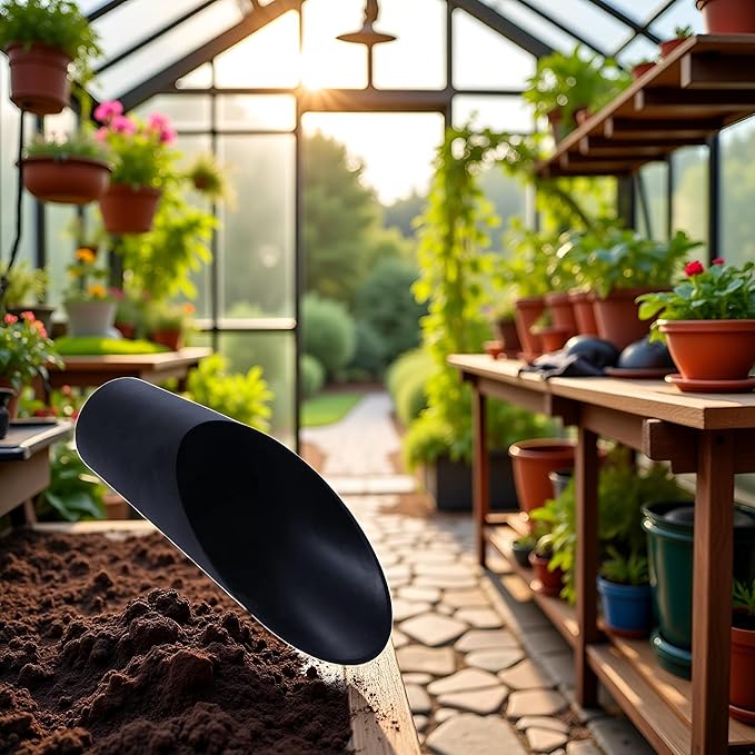 Black Bonsai Soil Scoops,Plastic Garden Soil Scoops,Colorful Gardening Tools Potting Scoopers Bucket Shovel for Flower Planting,Bonsai,Potting Patio, Lawn and Garden