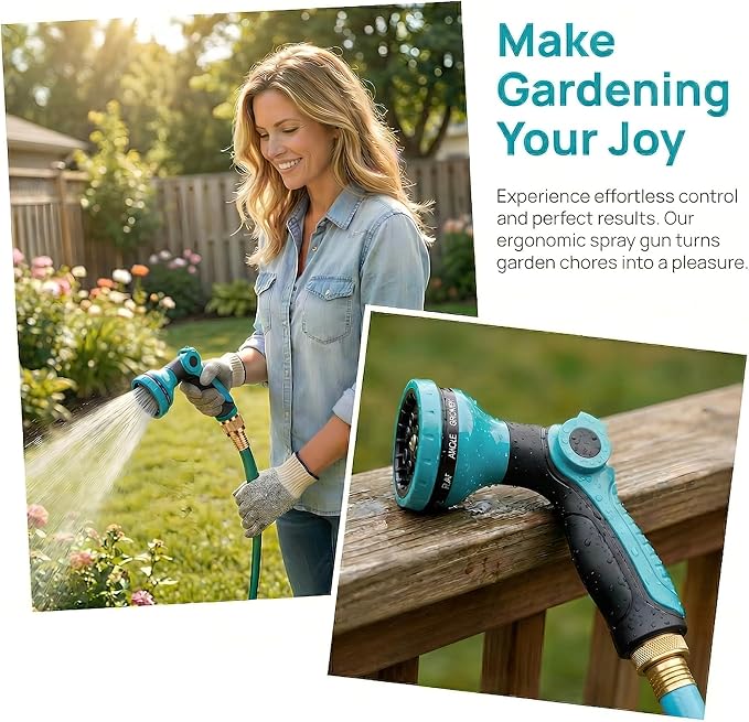 Garden Hose Nozzle Sprayer-This High Heavy-Duty Spray Nozzle Offer 10 Watering Patterns for Watering Plants,Lawns &Gardens,Washing Cars,Household Cleaning and Showering Pets (Blue-dark)