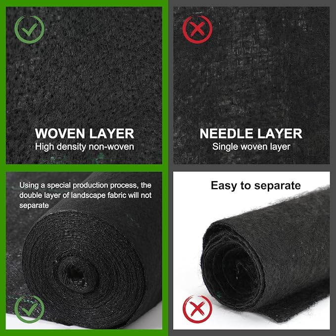 Jevrench 5oz Weed Barrier Landscape Fabric Heavy Duty, 4ft x 100ft Dual-Layer Premium Garden Landscaping Fabric, Ground Cover Weed Control Fabric Outdoor Weed Mat Garden Lawn Fabric
