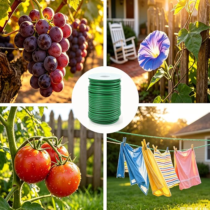 Flexible Garden Plant Ties - 66ft Soft & Reusable Plant Wire, 3.5mm Twist Tie for Climbing Plants, Vegetables & Flowers, Waterproof Indoor Outdoor Plant Support Training Wire