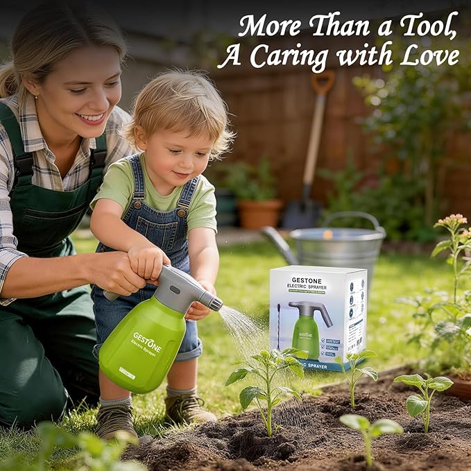 Electric Spray Bottle 2L/0.5 Gallon Plant Mister, Automatic Watering Can Rechargeable Battery Powered Garden Sprayer with Adjustable Nozzle for Plants Fertilizing,Weeding and Cleaning (Green)