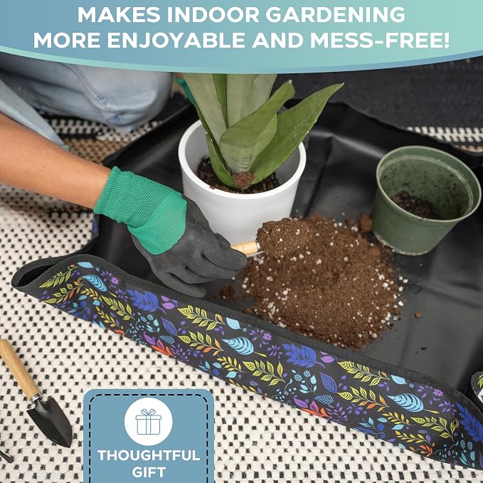 Indoor Gardening Tools Set with 28.7" Waterproof Plant Potting Mat