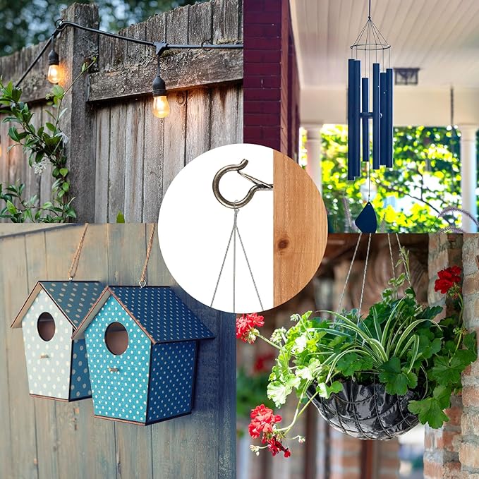 FSAH 48 PCS Q-Hanger Hooks, Screw Hooks for Outdoor String Lights, Safety Buckle Design Cup Eye Hook for Hanging Christmas Lights, Plants, Mounted on Wall Ceiling, Include 1 Wing Nut Driver, Copper