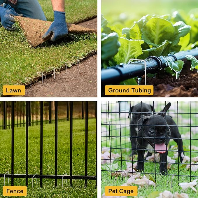 60 Pack 12 Inch Landscape Staples, Tent Stakes Heavy Duty Galvanized 11 Gauge Garden Pins Ground Staples for Lawn Yard Fence Landscaping Fabric Outdoor Decorations