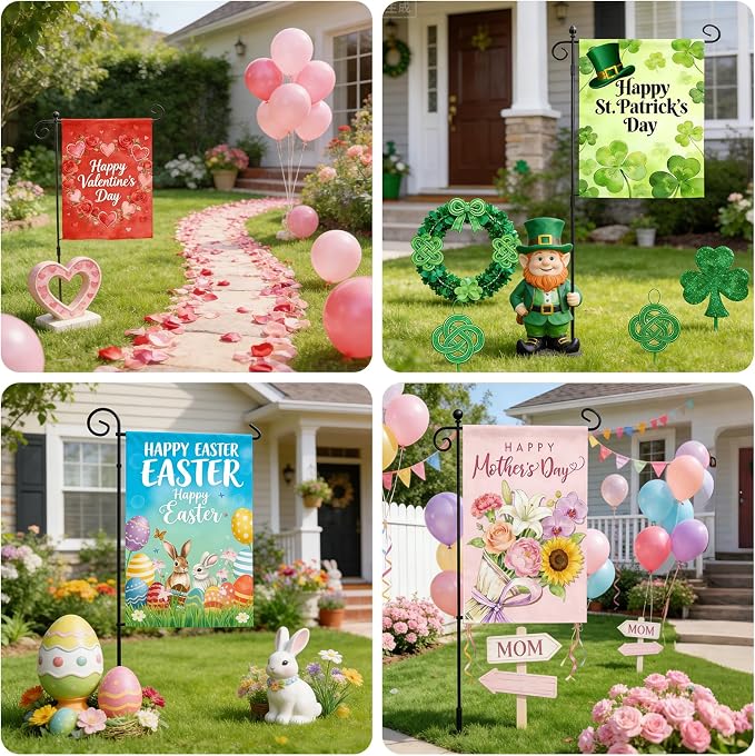 Seasonal Garden Flags Set of 12, KissDate 12 x 18 Inch Double Sided Yard Flags Garden Flags for Outside, 4th of July American Flags Spring Summer Garden Flag 250 Anniversary USA, Outdoor Banners Holiday Garden Decorations