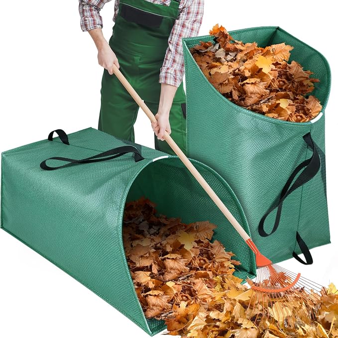 2 Pack 60 Gallon Leaf Collector,Collapsible Lawn & Leaf Bag,Heavy Leaves Pick up Tool Reusable Yard Waste Bags,Large Yard Dustpan Type Garden Bag for Leaves,Debris,Grass,Clippings,Lawn Trash