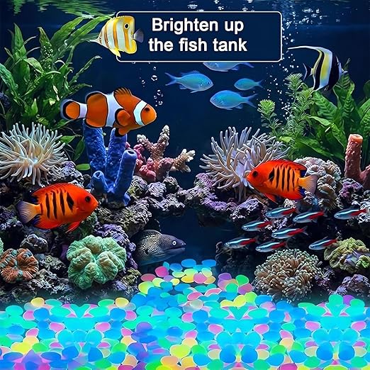 2026 Colorful Glow-in-the-Dark Garden Stones Night Guide Luminous Stone Rainbow Glow in the Dark Stepping Rocks Outdoor Landscaping Decor Glowing Stones Fish Tank Aquarium Decorations (200, Multi)