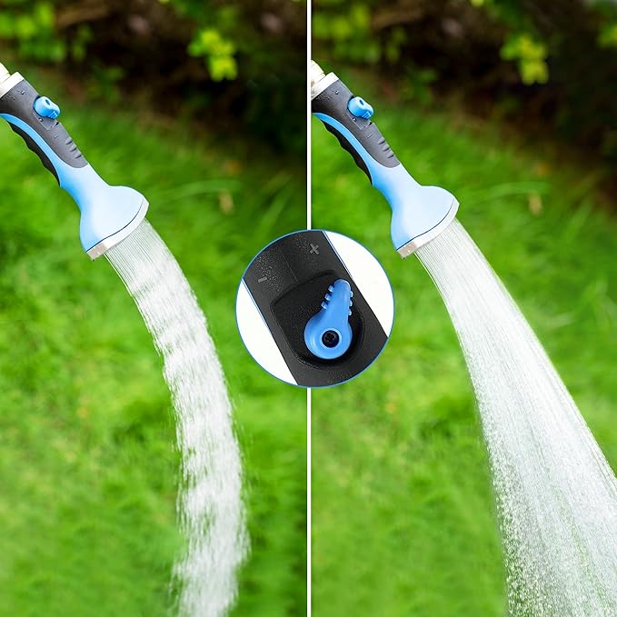 Dreyoo Fan Spray Nozzle for Garden Hose, Heavy Duty Garden Hose Head Spray for Watering Wand with Flow Control and Ergonomic Insulated Grip, Blue (2 Pack)
