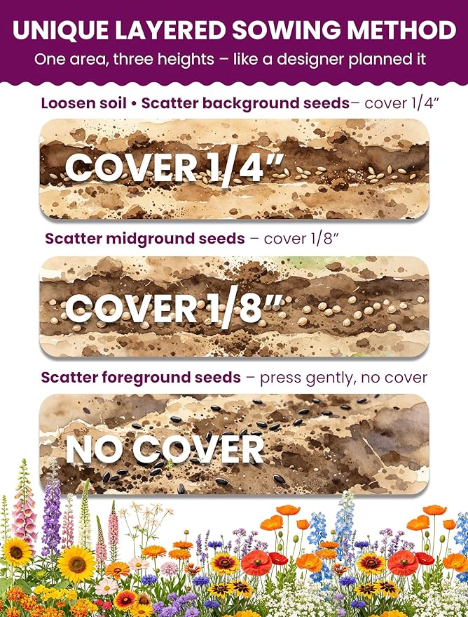 Wild Flower Seeds Throw and Grow, Wildflower Seeds Perennial Flower Seeds to Plant Outside – Color Cascade 30 Heirloom Varieties Mix, 157,500+ Seeds (1LB) Covers 1350-1680 sq.ft., High Germination
