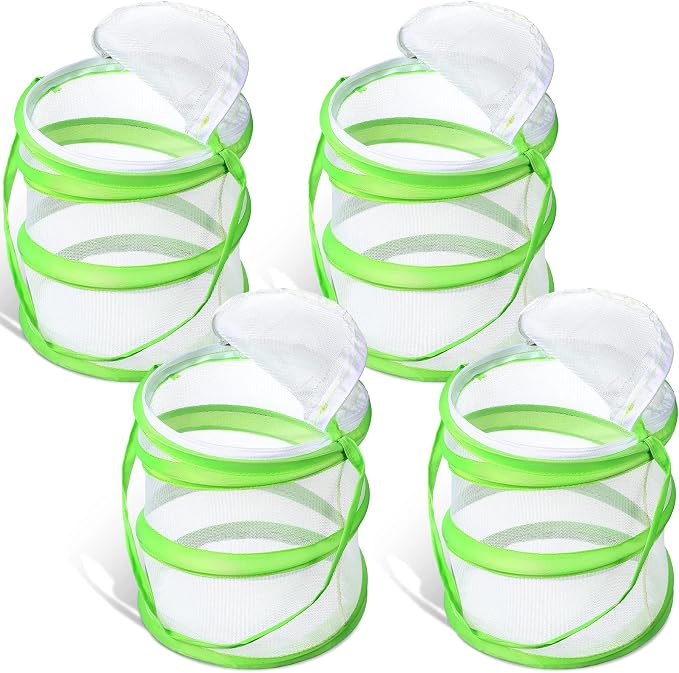 Sherr Mini Butterfly Habitat Cage Clear Mesh Butterfly Net Cage Container Foldable Terrarium, 6.2x7.1inch