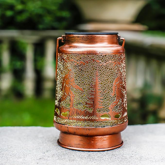 Fathers Day Gifts for Dad Bigfoot Solar Lanterns Outdoor Waterproof Hanging Solar Lights Big Foot Sasquatch Gifts for Men Women Metal Decorative LED Lanterns for Yard, Patio, Garden Decor