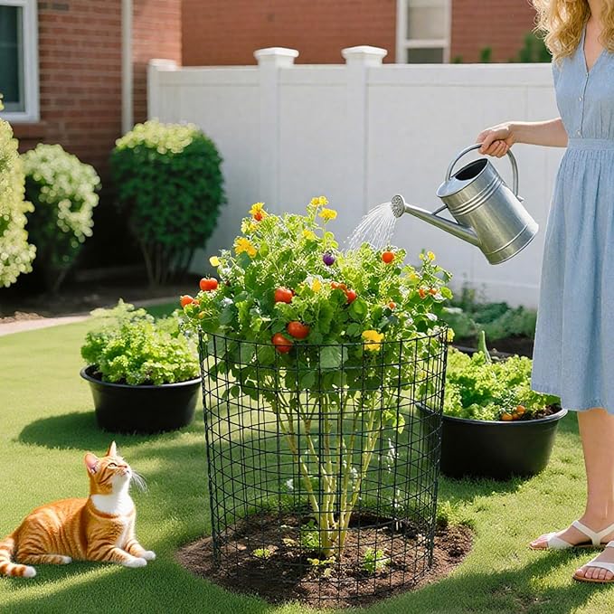 8 Pack Plant Protectors from Animals, 24"x 12" Wire Cages with Stakes and Cable Ties, Metal Mesh to Keep Animals Out, Metal Plant Cages for Vegetables, Flowers