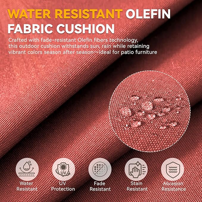Luxury 6-Inch Outdoor Chair Cushions - 24"* 24" Patio Furniture Cushions with Dual Layer Back Support & Removable Cover, 28D High Density Sponge Patio Cushion for Outdoor Furniture Couch Red