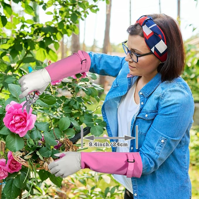 Long-Gardening-Gloves for Women/Men - Thorn Proof Rose Pruning Gloves Heavy Duty Gauntlet, Best Garden Gifts for Gardener-M