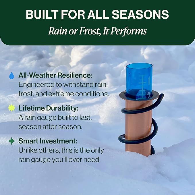 WCRG Copper Rain Gauge for Yard, Wood Fence Steel Mount - Outdoor Sprinkler Gauges, Shatterproof, Winter-Safe, Accurate, Decorative - The Original Floating Rain Gauge, USA Assembled & Designed