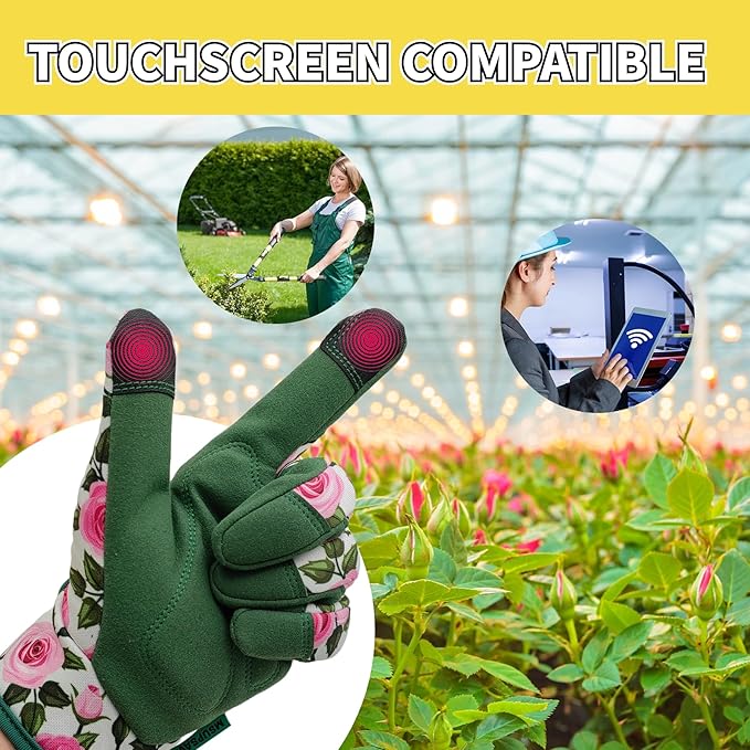Gardening Gloves,Women Yard Work Garden Glove,Gifts | Thorn Proof,Puncture Resistant,Touchscreen,Gift,Leather,Spandex