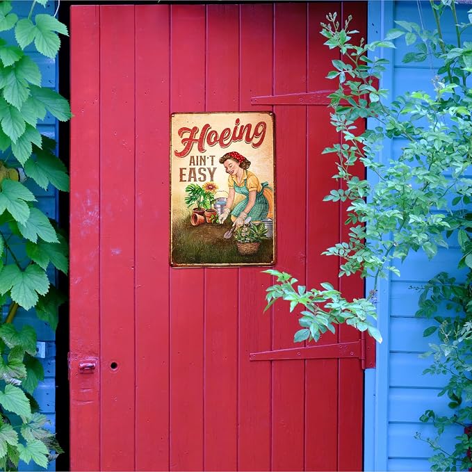 KORUBIA Mothers Day Gifts - Gardening Gifts for Women, Plant Lovers, Gardeners - Plant Garden Sign - Vintage Gardening Metal Signs for Outdoor - Home Greenhouse Decor Garden Signs, 12''x8'' Metal Sign