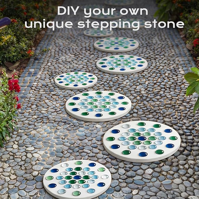 5 Size Stepping Stone Molds Set, Reusable DIY Clear Plastic Molds Kits, Molds for Concrete Stepping Stones, Multiple Sizes for Craft Projects