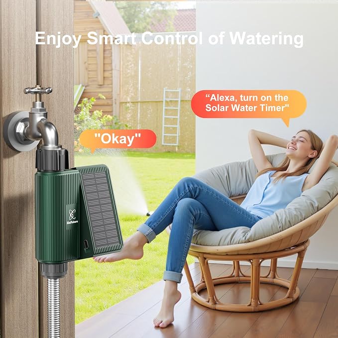 Water Timer for Outdoor Garden Hose, Sprinkler Timer for Garden Faucet with Auto/Manual/Rain Delay Mode, Sprinkler Irrigation Controller for Yard Lawn (1 Zone-Solar)