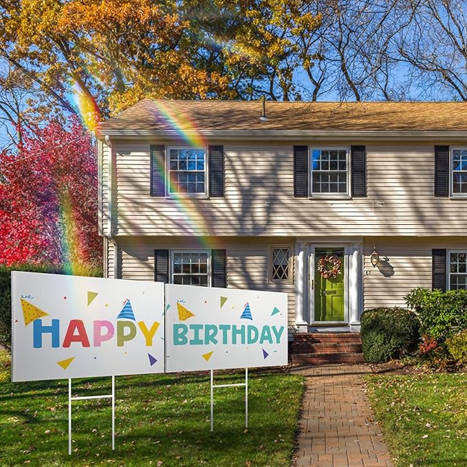 6 Pack Blank Yard Signs 17 x 12 in with Metal Stakes, White Plastic Yard Lawn Sign for Birthday Decoration,Garage Sale,Guidepost, Open House, Rent