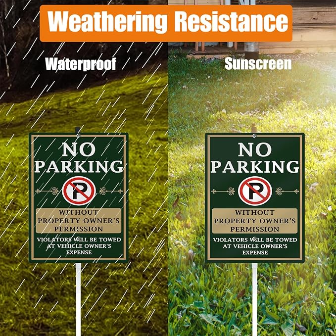 No Parking Yard Sign With Stakes Do Not Park Private Property Reflective Aluminum Yard Signs Rust Free For Lawn Garden Neighborhood (8x12) IN