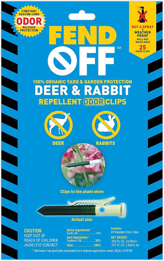 Luster Leaf Fend Off DR-25 Deer and Rabbit Repellent Plant Clips, 25pk – Green, White