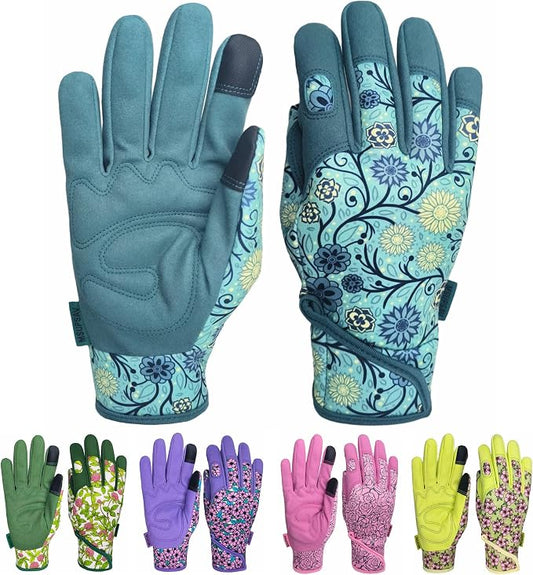 Gardening Gloves,Women Yard Work Garden Glove,Gifts | Thorn Proof,Puncture Resistant,Touchscreen,Gift,Leather,Spandex