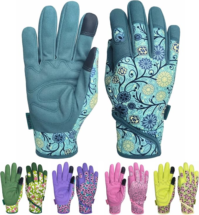 Gardening Gloves,Women Yard Work Garden Glove,Gifts | Thorn Proof,Puncture Resistant,Touchscreen,Gift,Leather,Spandex
