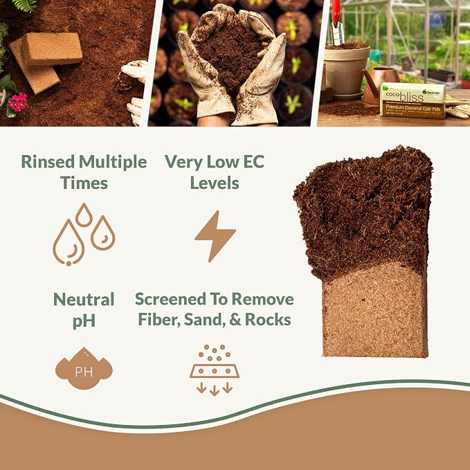 Coco Bliss 650gm Bricks (5-Pack) + Perlite Bliss (8 Qts) - Coco Coir Bricks & Organic Perlite for Plants - Coco Coir Perlite Mix - Organic Coco Coir for Plants - Coconut Coir Bulk Potting Soil Mix