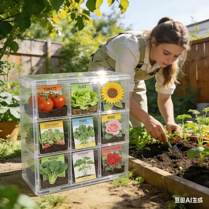 Seed Organizer Storage Box,Seed Storage Organizer Box with Labels | 56 Slots Seed Storage Organizer Box with Labels,Airtight Seed Storage Case for Flowers, Vegetables, Herbs & Plants