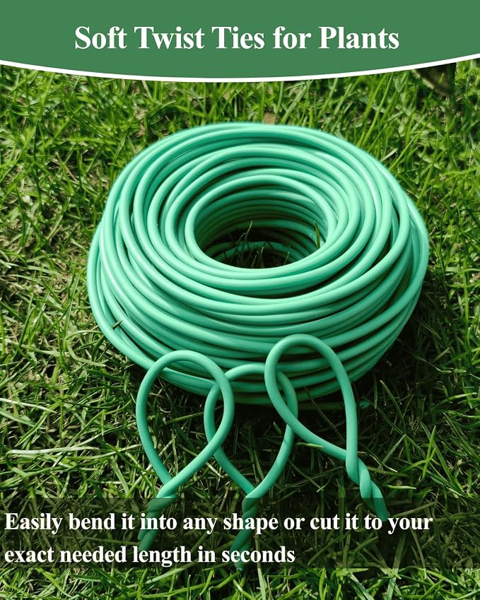 Plant Ties for Climbing Plants,Garden Wire for Plants Training,Soft Plant Ties for Supporting Tomatoes,Cucumbers, Roses,Vines Indoor or Outdoor (100 Feet,Green,Diameter 2.5mm)