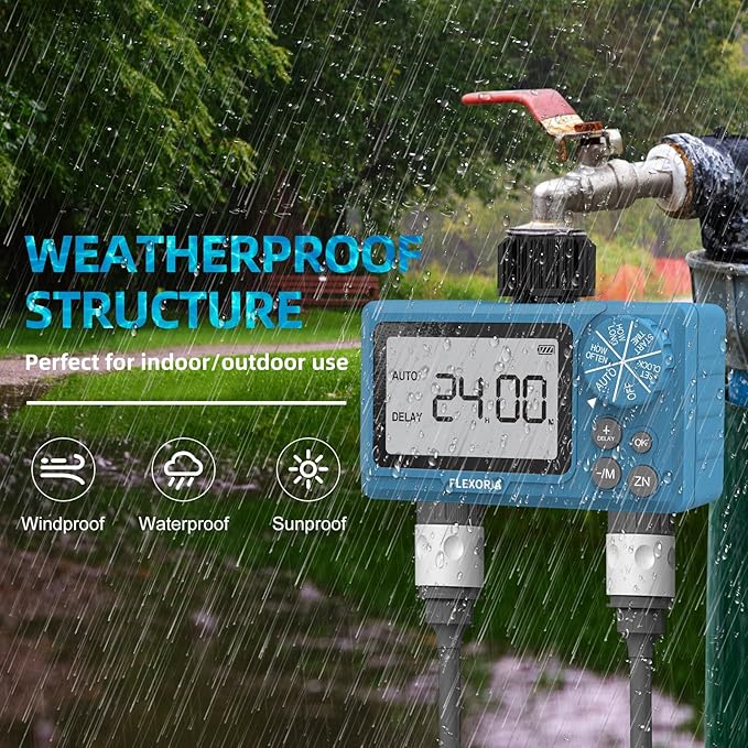 Digital programmable Water Timer, Hose Watering Timer for Garden, Dual outlets