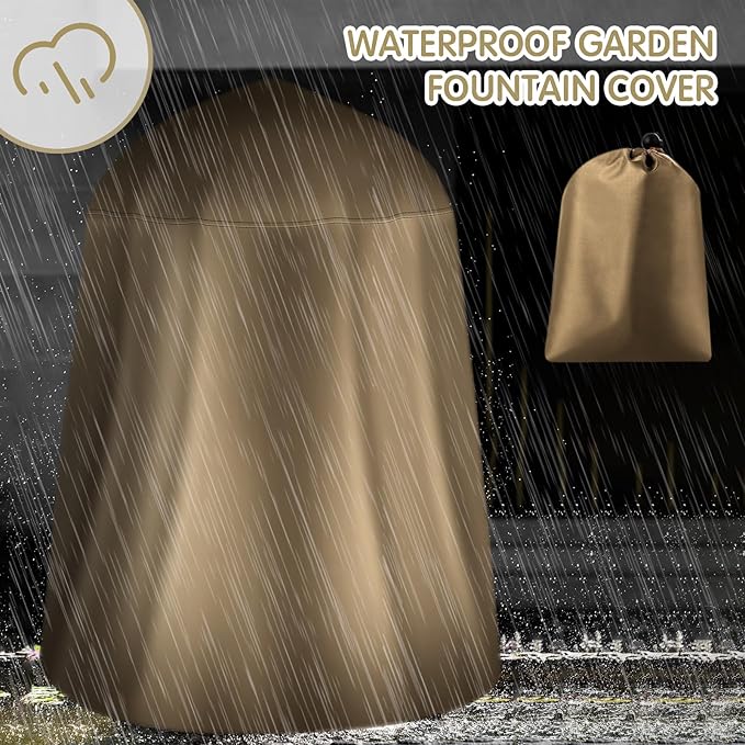 Tatuo Fountain Covers for Winter Waterproof 36"x42" 600d Outdoor Oxford Cloth Garden Fountain Statue Protective Cover with Drawstring for Outdoor Garden Statue