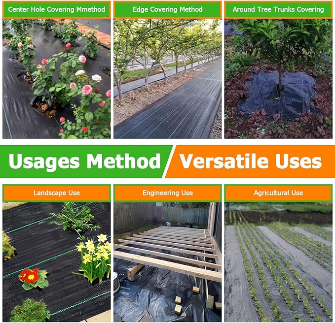 4FT x 300FT Weed Barrier Landscape Fabric Heavy Duty, Thicken Garden Fabric Weed Mats, Weed Control Garden Cloth, Woven Geotextile Fabric for Garden Beds, Underlayment, Commercial Driveway