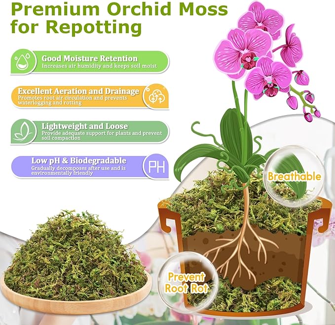 Legigo 4.4LBS Sphagnum Moss for Plants, 80QT Natural Orchid Moss Potting Mix Dried, Green Forest Plant Moss for Orchid Repotting Carnivorous Succulents Indoor Potted Plants Gardening and Reptiles