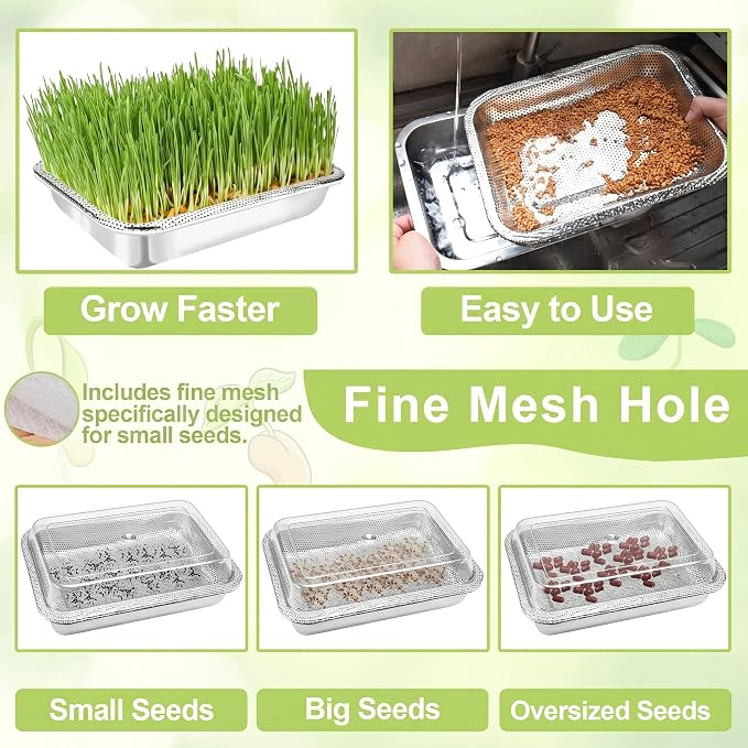 Sprouts Growing Acrylic lid for 2-Tier 10.4 inch Trays, Microgreens Growing lid, Seed Sprouting Sprouts for Beans Alfalfa Broccoli Wheat Grass